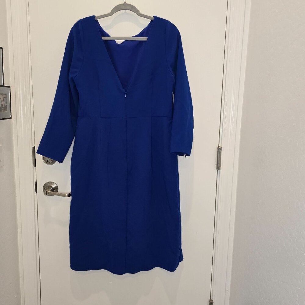 Sachin & Babi Blue Patrizia Bateau Asymmetrical Midi Sheath Dress Size 14 - Picture 3 of 16